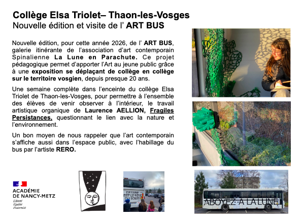 L&rsquo;Art Bus de la Lune en Parachute s&rsquo;arrête au collège Elsa-Triolet de Thaon-les-Vosges