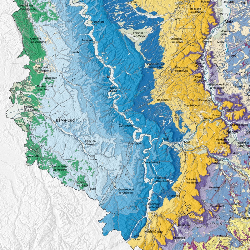 Carte géologique - Dompcevrin (55) - zoom A