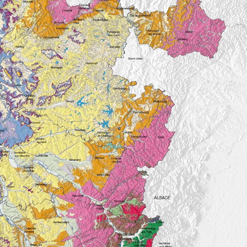 Carte géologique - Héming (57) - zoom A