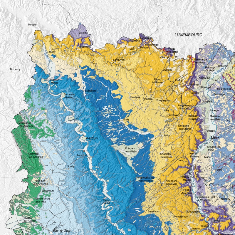 Carte géologique - Dugny (55) - zoom A