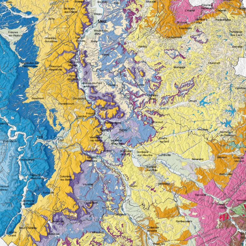 Carte géologique - Nancy-Laxou (54) - zoom A