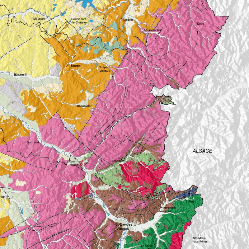 Carte géologique - Pierre Percée -barrage-(54) - zoom A