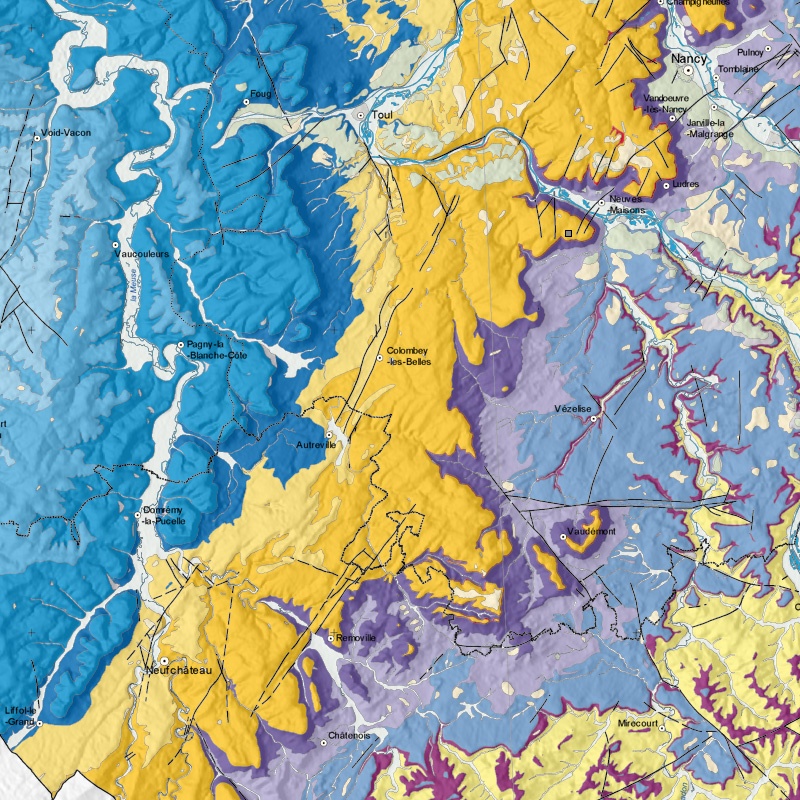 Carte géologique - Bainville-sur-Madon (54) - zoom A