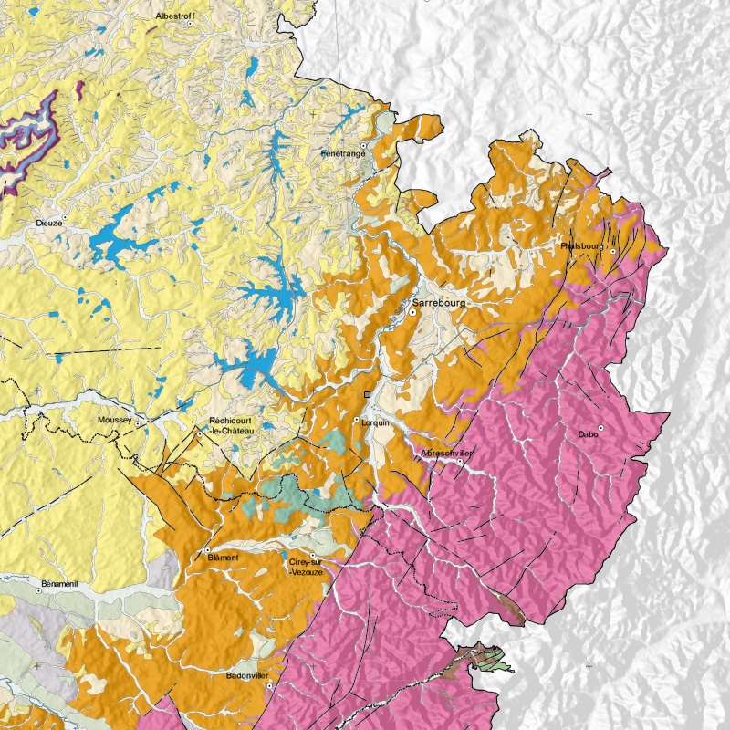 Carte géologique - Lorquin (57) - zoom A