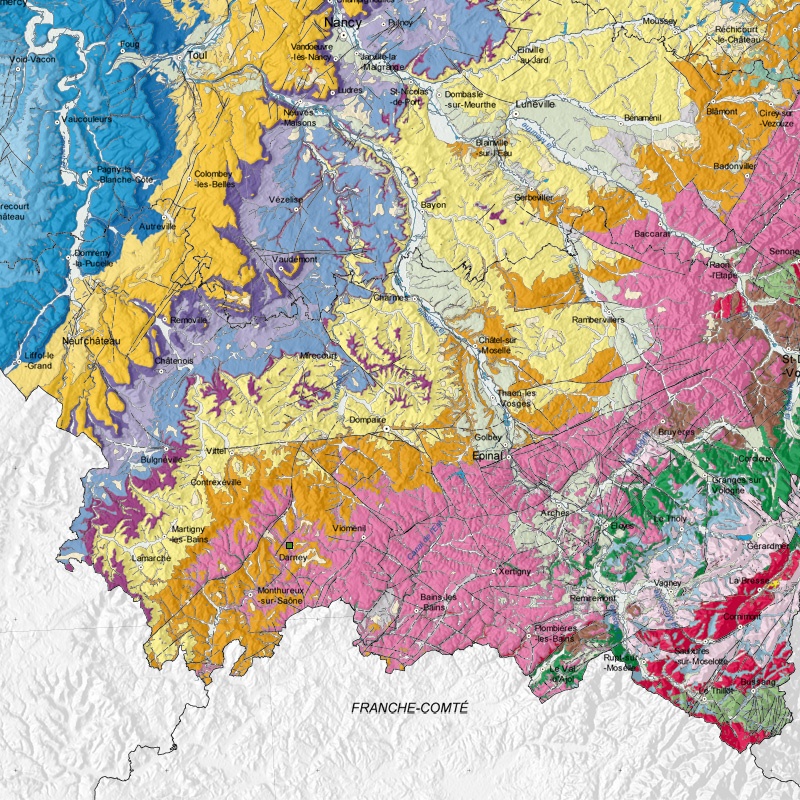 Carte géologique - Darney (88) - zoom A