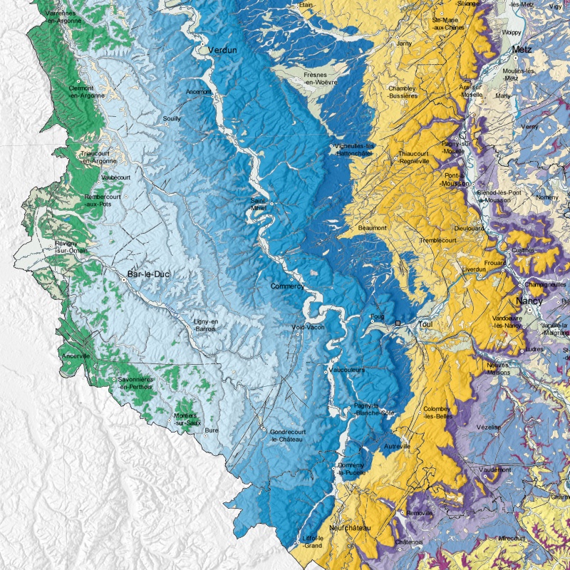 Carte géologique - Ecrouves (54) - zoom A