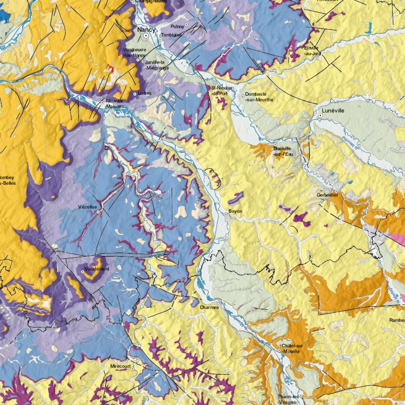 Carte géologique - Xeuilley (54) - zoom A