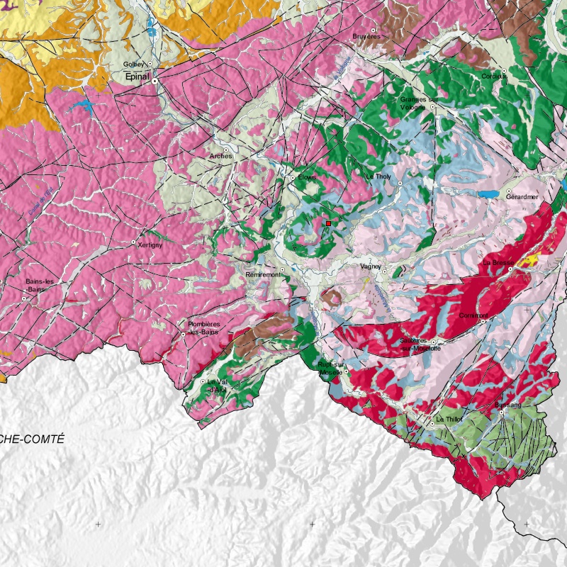 Carte géologique - Cleurie -La Charme (88) - zoom A