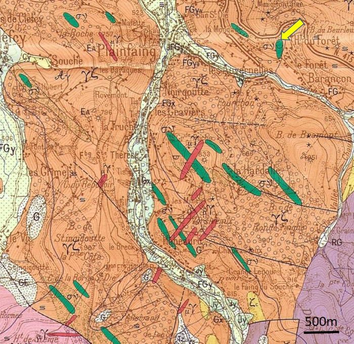 extrait de la carte géologique Gérardmer