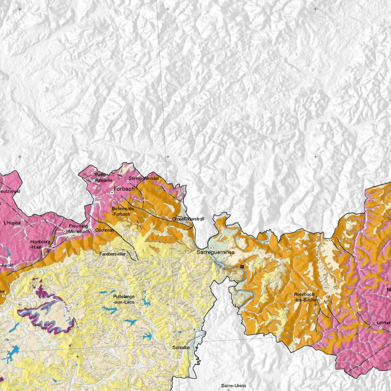 Carte géologique - Sarreinsming/Lach (57) - zoom A