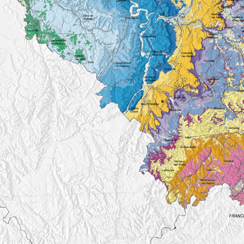 Carte géologique - Vouxey (88) - zoom A