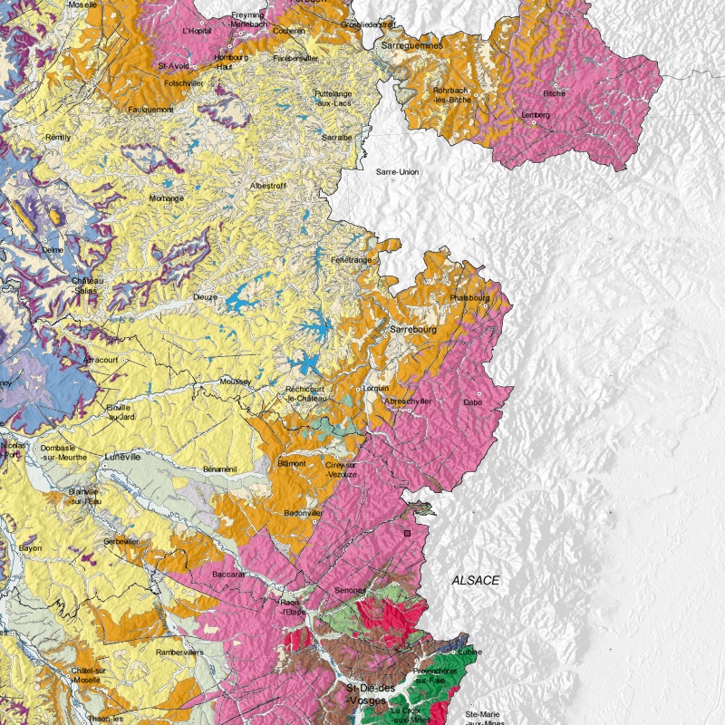 Carte géologique - Vexaincourt-Maix (88) - zoom A