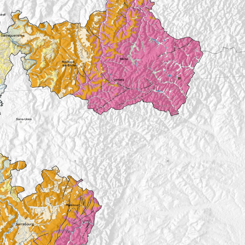Carte géologique - Philippsbourg,Falkenstein57 - zoom A