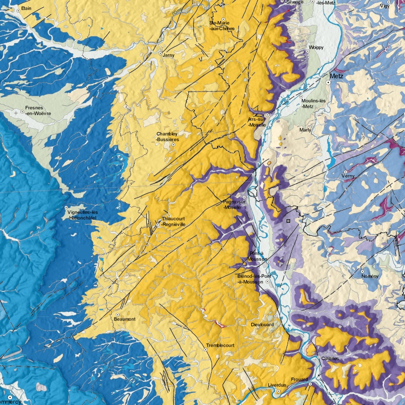 Carte géologique - Bouxières /s Froidmont (54) - zoom A