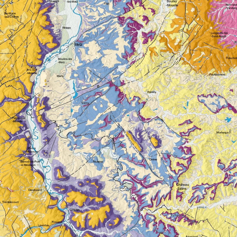 Carte géologique - Mécleuves (57) - zoom A