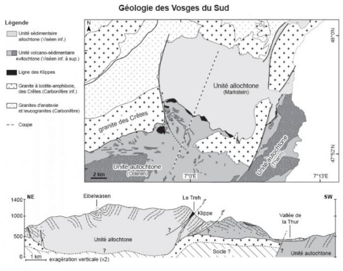 Géologie des Vosges du sud carte et coupe