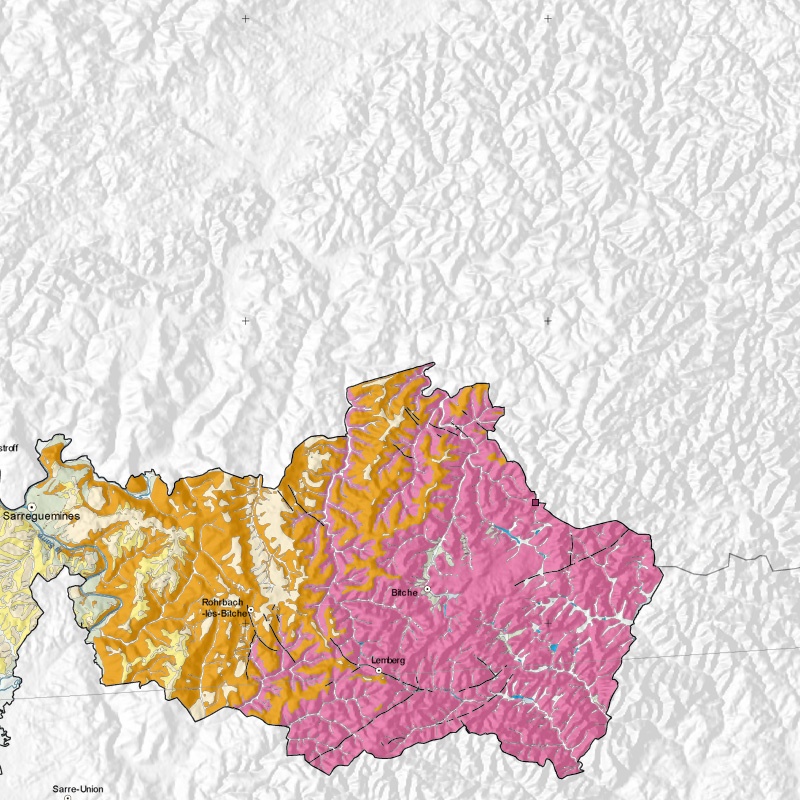 Carte géologique - Roppeviller 57-Eppenbrunn D - zoom A