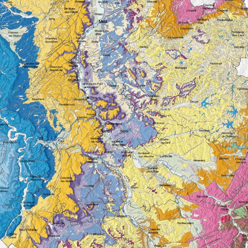 Carte géologique - Dieulouard (54) - zoom A