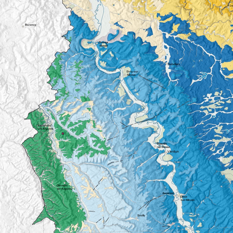 Carte géologique - Vauquois (55) - zoom A