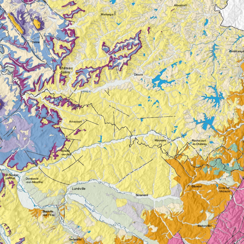 Carte géologique - Château-Salins (57) - zoom A