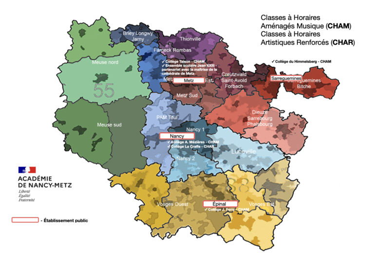 Carte des classes à horaires aménagés