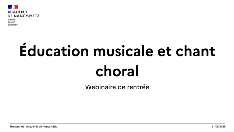 Webinaire de rentrée – éducation musicale et chant choral
