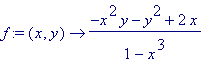f := proc (x, y) options operator, arrow; (-x^2*y-y^2+2*x)/(1-x^3) end proc